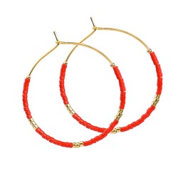 Bohemian style color beads beads earrings lady all-Purpose gold circle Earring