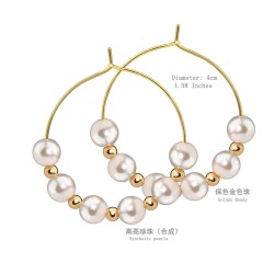 occidental style fashion Pearl earrings lady high Earring temperament gold big..