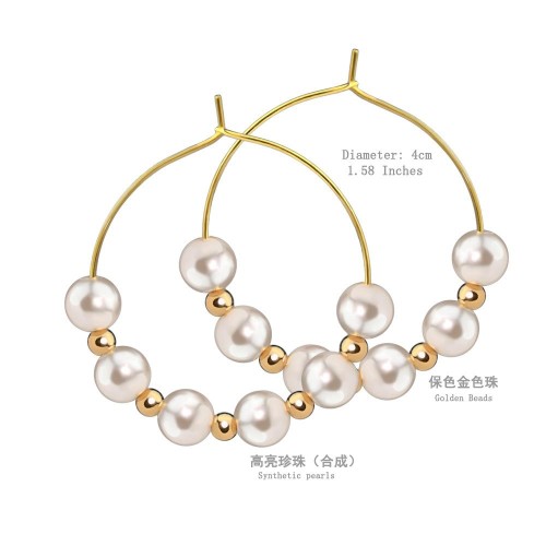 occidental style fashion Pearl earrings lady high Earring temperament gold big circle earring
