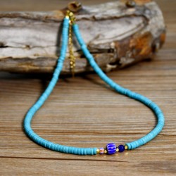 occidental style retro handmade beads necklace woman samll color chain