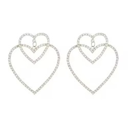 Double love earrings  occidental style fashion Street Snap Rhinestone ear stud..