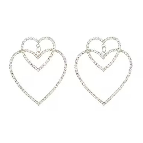 Double love earrings  occidental style fashion Street Snap Rhinestone ear stud woman earrings