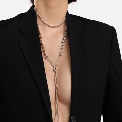  new long tassel necklace  occidental style Rhinestone chain multilayer woman ..