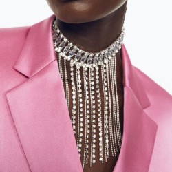 trend fashion eyes multilayer tassel necklace  personality Beads Rhinestone wo..