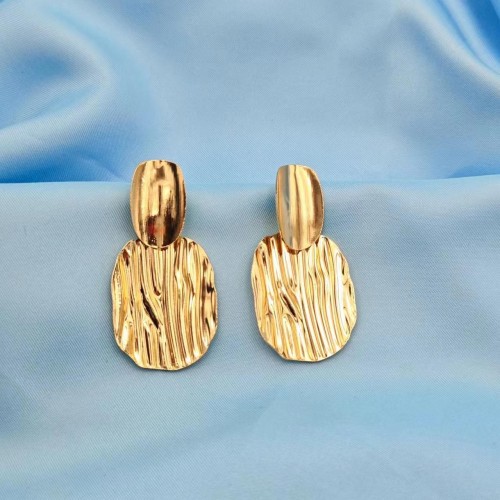 occidental style new vertical pattern Double Oval fashion personality Earring gold retro earrings woman