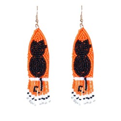 occidental style creative black cat handmade beads tassel earring personality ..