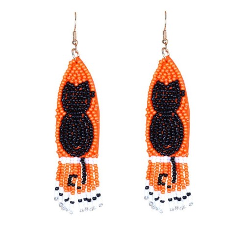occidental style creative black cat handmade beads tassel earring personality exaggerating day earrings