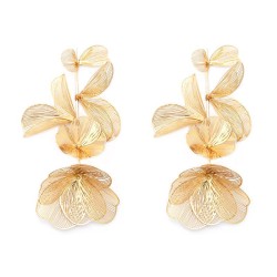 occidental style retro palace wind gold hollow three-dimensional petal Alloy f..