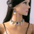 occidental style retro exaggerating diamond set  luxurious necklace Round Pearl tassel earrings woman