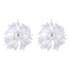  Korean style fresh handmade imitate flower earrings woman silver Pearl ear st..