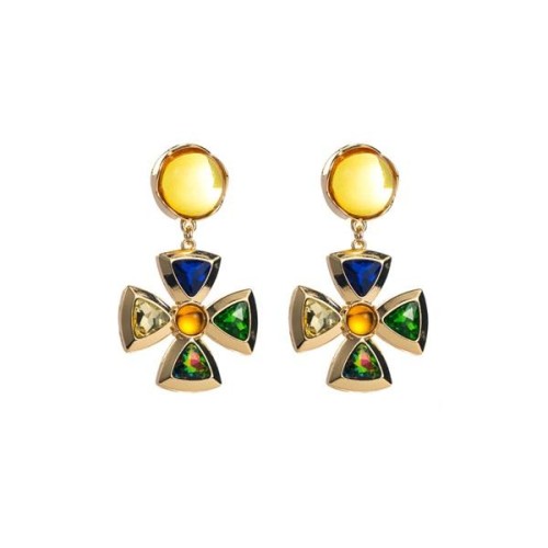 occidental style summer fashion medium gold earrings woman Alloy diamond high earring retro temperament earrin