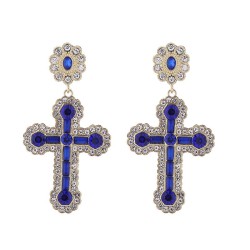 occidental style retro diamond cross earrings fashion temperament medium gold ..