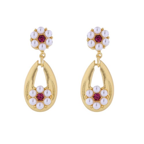 silver medium gold diamond Pearl flowers earrings woman retro fashion temperament ear stud palace wind high Earrin