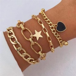 occidental style black love star four set personality brief multilayer gold ho..