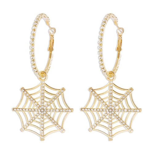 E occidental style spider pendant circle  fashion exaggerating fully-jewelled Street Snap Alloy earrings
