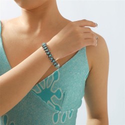 Bohemia ethnic style creative opening bangle  retro Alloy silver color turquoi..