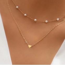 occidental style Double layer necklace creative brief Street Snap bronze Peach..
