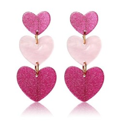  color three layer heart-shaped love earrings brief pendant Acrylic textured m..