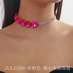  occidental style exaggerating multilayer color Peach heart crystal Rhinesto