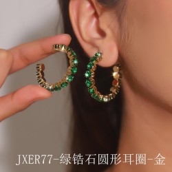   occidental style exaggerating color zircon claw chain circle woman Round Ear..