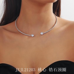 occidental style luxurious fully-jewelled Peach heart triangle geometry zircon..