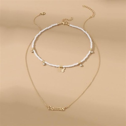  occidental style new Zodiac Alloy pendant fashion woman necklace set zircon butterfly woman