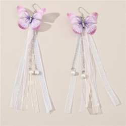 E long style tassel woman occidental style butterfly earrings woman Earring Pe..