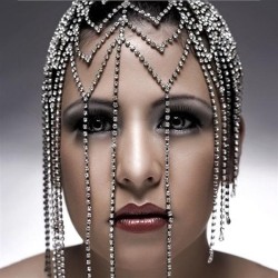  lady Rhinestone  trend personality tassel head hair chain