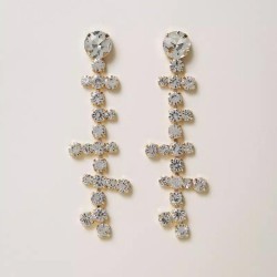 occidental style trend Rhinestone tassel earrings  fashion high geometry blue ..