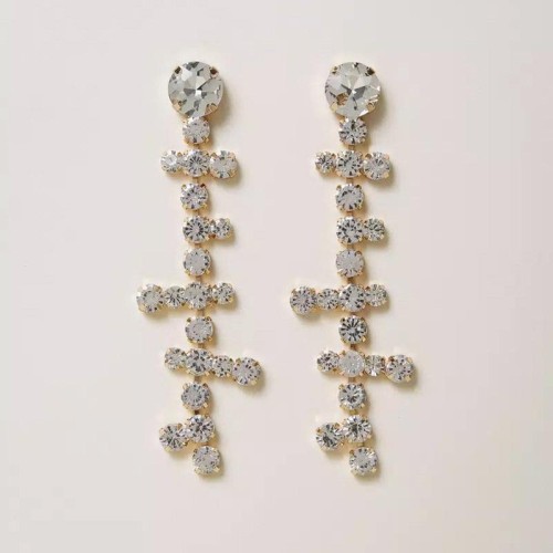 occidental style trend Rhinestone tassel earrings  fashion high geometry blue diamond woman style Earri
