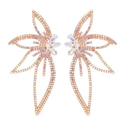 summer occidental style Earring exaggerating flowers fully-jewelled ear stud d..