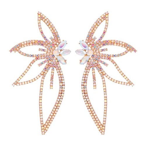 summer occidental style Earring exaggerating flowers fully-jewelled ear stud diamond personality butterfly ea