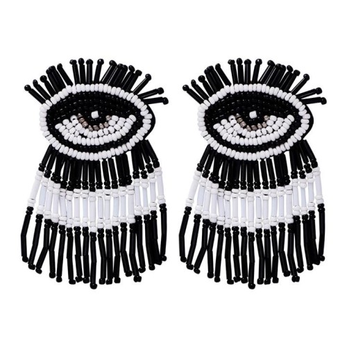 personality ethnic style handmade beads surface crystal beads eyes tassel ear stud fashion temperament earr
