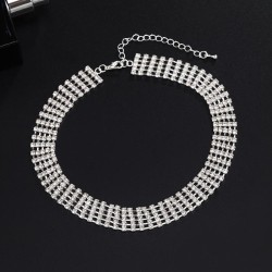 occidental style fashion  Rhinestone claw chain necklace row fully-jewelled br..