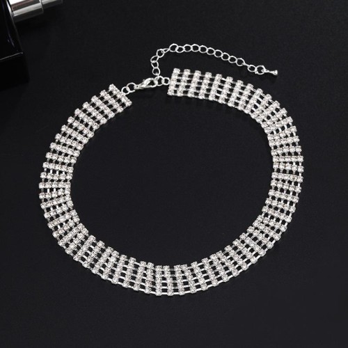 occidental style fashion  Rhinestone claw chain necklace row fully-jewelled brilliant short chain chain woman