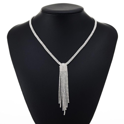 fashion  Rhinestone claw chain necklace woman temperament fully-jewelled tassel silver short chain