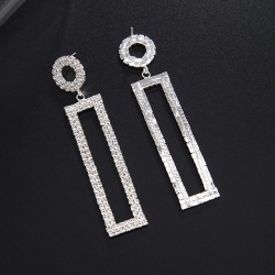 new  Rhinestone earrings ear stud fully-jewelled brief square Earring stage wa..