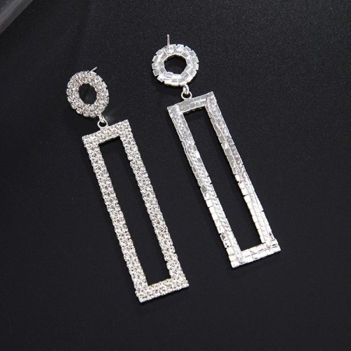 new  Rhinestone earrings ear stud fully-jewelled brief square Earring stage watch-face EarringE