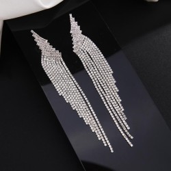 occidental style  fully-jewelled tassel earrings woman long style fine Rhinest..