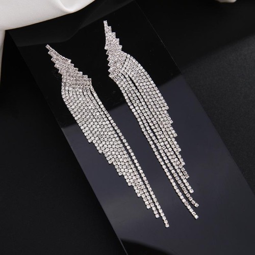 occidental style  fully-jewelled tassel earrings woman long style fine Rhinestone crystal claw chain EarringE
