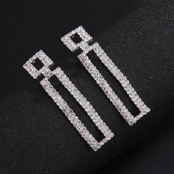style  Rhinestone claw chain Earring lady flash diamond square luxurious earri..