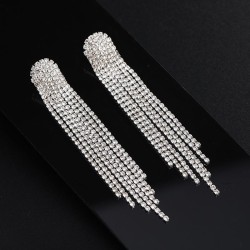   brilliant Rhinestone tassel Earring Korean style long style diamond woman cl..