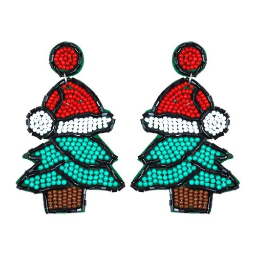 occidental style creative cartoon lovely christmas tree handmade Cloth beads earring earrings christmas