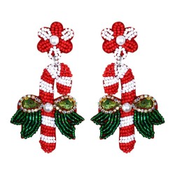 occidental style new christmas gift christmas flowers handmade beads diamond earring woman day