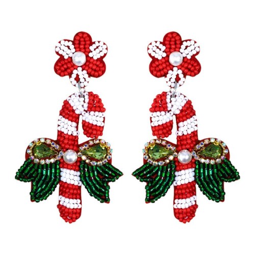 occidental style new christmas gift christmas flowers handmade beads diamond earring woman day