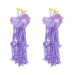  Bohemia wind flowers tassel handmade beads earring flowers earring