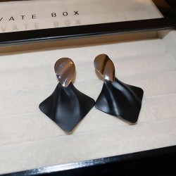 silver rhombus splice color earrings samll temperament high earring brief Earr..
