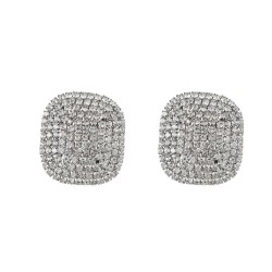 super claw chain fully-jewelled square earrings woman occidental style exagger..