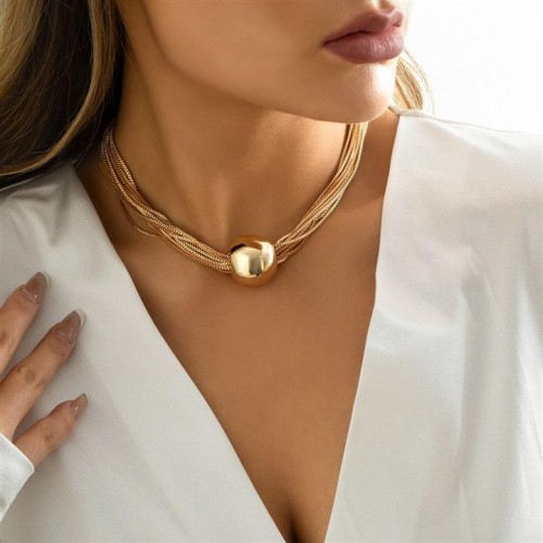 occidental style  exaggerating big pendant clavicle  trend Metal multilayer chain necklace