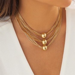 occidental style  exaggerating Metal pellet pendant necklace  personality mult..